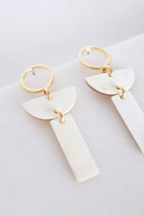 Con Dao II Geo Buffalo Horn Post Dangle Earrings - Handcrafted & Unique Buffalo Horn Jewelry