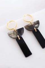 Con Dao II Geo Buffalo Horn Post Dangle Earrings - Handcrafted & Unique Buffalo Horn Jewelry