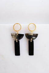 Con Dao II Geo Buffalo Horn Post Dangle Earrings - Handcrafted & Unique Buffalo Horn Jewelry