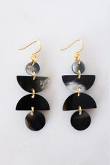 Ha Giang Geometric Buffalo Horn Dangle Earrings - Handcrafted & Unique Buffalo Horn Jewelry