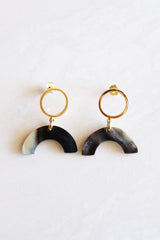 Hanh Tinh Geo Icon Buffalo Horn Post Earrings - Handcrafted & Unique Buffalo Horn Jewelry