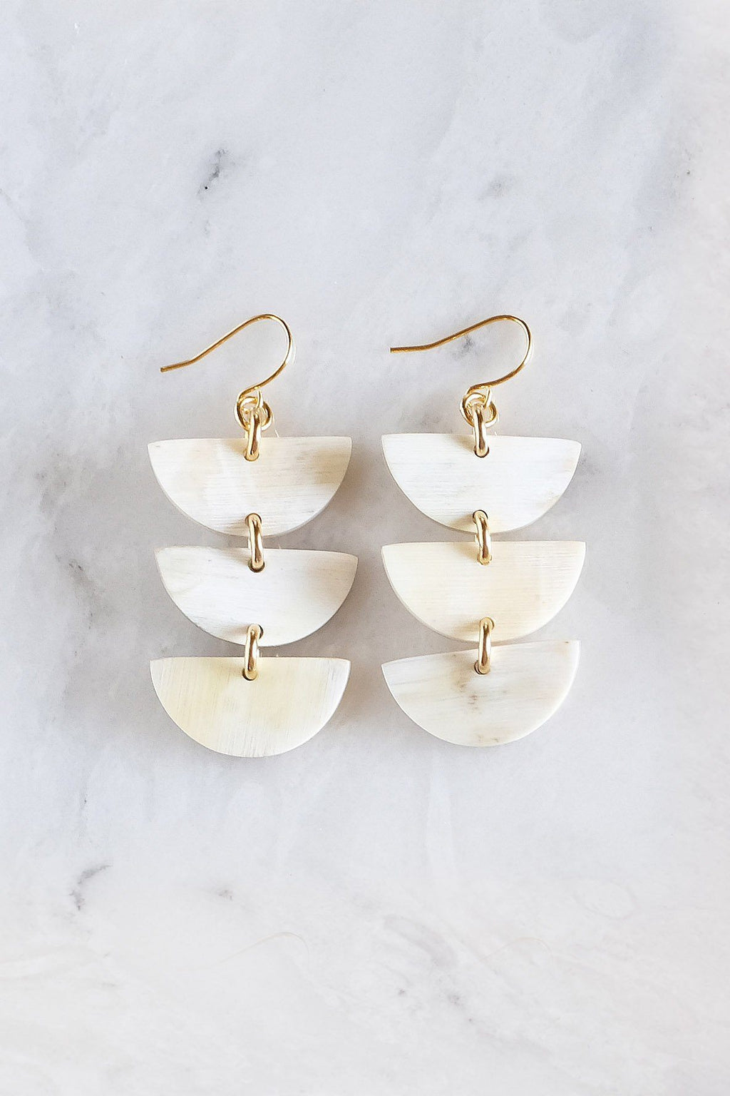 Hanoi Triple Crescent Buffalo Horn Earrings | Hathorway