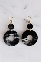 Hoan Toan 16K Gold-Plated Brass Buffalo Horn Donut Dangle Earrings - Handcrafted & Unique Buffalo Horn Jewelry
