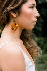 Hoan Toan 16K Gold-Plated Brass Buffalo Horn Donut Dangle Earrings - Handcrafted & Unique Buffalo Horn Jewelry