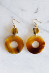 Hoan Toan 16K Gold-Plated Brass Buffalo Horn Donut Dangle Earrings - Handcrafted & Unique Buffalo Horn Jewelry