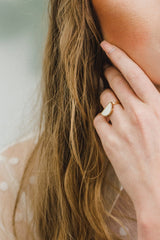 Mat Trang 16K Gold-Plated Brass Buffalo Horn Crescent Ring - Handcrafted & Unique Buffalo Horn Jewelry