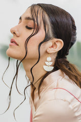 Saigon 16K Gold Plated Geometric Statement Buffalo Horn Earrings - Handcrafted & Unique Buffalo Horn Jewelry