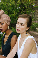 Saigon 16K Gold Plated Geometric Statement Buffalo Horn Earrings - Handcrafted & Unique Buffalo Horn Jewelry