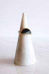 Mat Trang 16K Gold-Plated Brass Buffalo Horn Crescent Ring - Handcrafted & Unique Buffalo Horn Jewelry