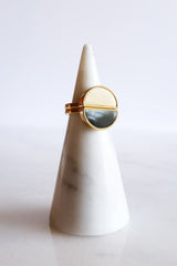 Mat Trang 16K Gold-Plated Brass Buffalo Horn Crescent Ring - Handcrafted & Unique Buffalo Horn Jewelry