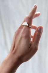 Mat Trang 16K Gold-Plated Brass Buffalo Horn Crescent Ring - Handcrafted & Unique Buffalo Horn Jewelry