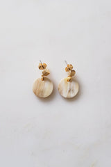 Nho Be Circle Buffalo Horn Stud Dangle Earrings - Handcrafted & Unique Buffalo Horn Jewelry