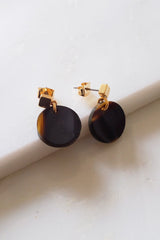 Nho Be Circle Buffalo Horn Stud Dangle Earrings - Handcrafted & Unique Buffalo Horn Jewelry