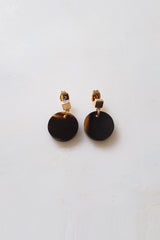 Nho Be Circle Buffalo Horn Stud Dangle Earrings - Handcrafted & Unique Buffalo Horn Jewelry