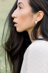 Nho Be Triangle Buffalo Horn Stud Dangle Earrings - Handcrafted & Unique Buffalo Horn Jewelry