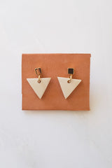 Nho Be Triangle Buffalo Horn Stud Dangle Earrings - Handcrafted & Unique Buffalo Horn Jewelry