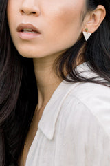 Nho Be Triangle Buffalo Horn Stud Dangle Earrings - Handcrafted & Unique Buffalo Horn Jewelry