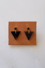 Nho Be Triangle Buffalo Horn Stud Dangle Earrings - Handcrafted & Unique Buffalo Horn Jewelry