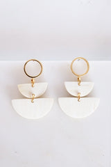 Saigon II Geo Buffalo Horn Post Dangle Earrings - Handcrafted & Unique Buffalo Horn Jewelry