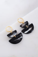 Saigon II Geo Buffalo Horn Post Dangle Earrings - Handcrafted & Unique Buffalo Horn Jewelry