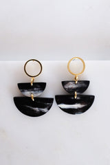 Saigon II Geo Buffalo Horn Post Dangle Earrings - Handcrafted & Unique Buffalo Horn Jewelry