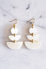 Saigon 16K Gold Plated Geometric Statement Buffalo Horn Earrings - Handcrafted & Unique Buffalo Horn Jewelry