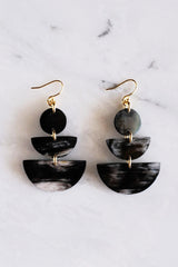 Saigon 16K Gold Plated Geometric Statement Buffalo Horn Earrings - Handcrafted & Unique Buffalo Horn Jewelry