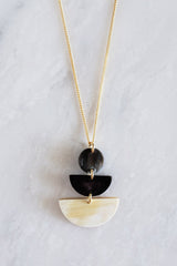Saigon Geometric Buffalo Horn Pendant Necklace - Handcrafted & Unique Buffalo Horn Jewelry