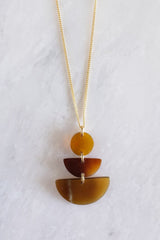 Saigon Geometric Buffalo Horn Pendant Necklace - Handcrafted & Unique Buffalo Horn Jewelry