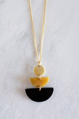 Saigon Geometric Buffalo Horn Pendant Necklace - Handcrafted & Unique Buffalo Horn Jewelry