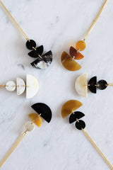 Saigon Geometric Buffalo Horn Pendant Necklace - Handcrafted & Unique Buffalo Horn Jewelry