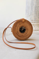 Tan Tien Buffalo Horn Centerpiece Circle Wicker Rattan Bag - Handcrafted & Unique Buffalo Horn Jewelry