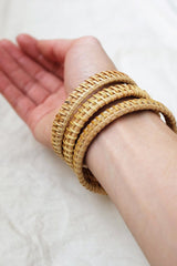 Thien Natural Handwoven Rattan Bangle Bracelet (3pcs) - Handcrafted & Unique Buffalo Horn Jewelry