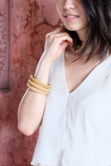 Thien Natural Handwoven Rattan Bangle Bracelet (3pcs) - Handcrafted & Unique Buffalo Horn Jewelry