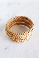 Thien Natural Handwoven Rattan Bangle Bracelet (3pcs) - Handcrafted & Unique Buffalo Horn Jewelry