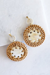 Thuy Binh Buffalo Horn & Handwoven Rattan Dangle Earrings - Handcrafted & Unique Buffalo Horn Jewelry