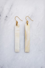 Tinh 16K Gold-Plated Brass Buffalo Horn Minimalist Bar Earrings - Handcrafted & Unique Buffalo Horn Jewelry