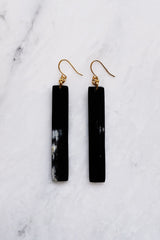 Tinh 16K Gold-Plated Brass Buffalo Horn Minimalist Bar Earrings - Handcrafted & Unique Buffalo Horn Jewelry