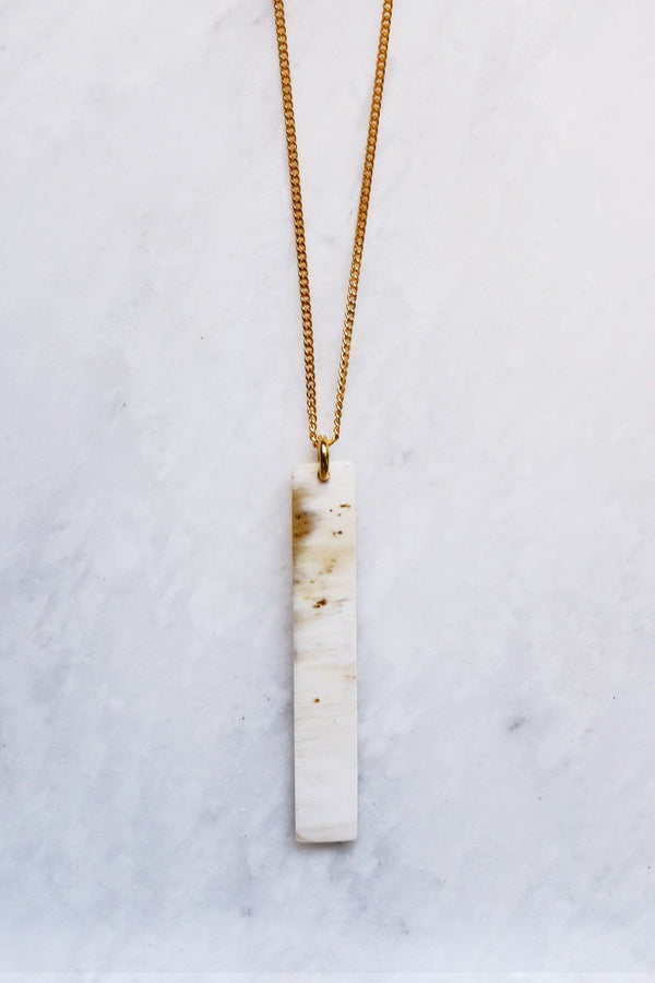 Tinh 16K Gold-Plated Brass Buffalo Horn Minimalist Bar Pendant Necklace - Handcrafted & Unique Buffalo Horn Jewelry