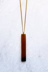 Tinh 16K Gold-Plated Brass Buffalo Horn Minimalist Bar Pendant Necklace - Handcrafted & Unique Buffalo Horn Jewelry