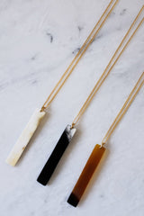 Tinh 16K Gold-Plated Brass Buffalo Horn Minimalist Bar Pendant Necklace - Handcrafted & Unique Buffalo Horn Jewelry