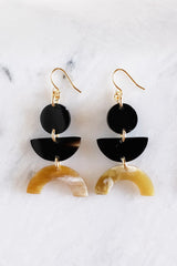 Vui Mung Geometric Buffalo Horn Statement Earrings - Handcrafted & Unique Buffalo Horn Jewelry