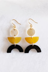 Vui Mung Geometric Buffalo Horn Statement Earrings - Handcrafted & Unique Buffalo Horn Jewelry