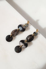 Xinh Xan Asymmetrical Geo Buffalo Horn Dangle Post Earrings - Handcrafted & Unique Buffalo Horn Jewelry