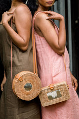 Xo Dang Buffalo Horn Centerpiece Rectangular Wicker Rattan Handbag - Handcrafted & Unique Buffalo Horn Jewelry