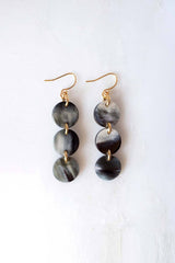 Yen Bai 16K Gold-Plated Brass Buffalo Horn Circle Drop Earrings - Handcrafted & Unique Buffalo Horn Jewelry