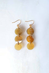 Yen Bai 16K Gold-Plated Brass Buffalo Horn Circle Drop Earrings - Handcrafted & Unique Buffalo Horn Jewelry