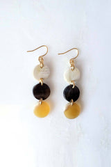 Yen Bai 16K Gold-Plated Brass Buffalo Horn Circle Drop Earrings - Handcrafted & Unique Buffalo Horn Jewelry
