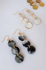 Yen Bai 16K Gold-Plated Brass Buffalo Horn Circle Drop Earrings - Handcrafted & Unique Buffalo Horn Jewelry
