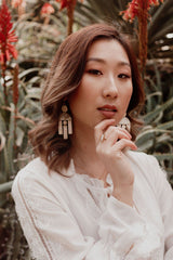 Hoang Hau Buffalo Horn Chandelier Statement Earrings - Handcrafted & Unique Buffalo Horn Jewelry